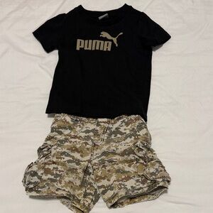 Puma Black Tee with Camo Cargo Shorts size 24months